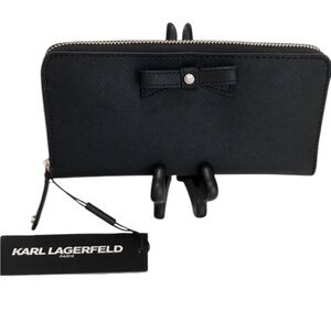 Karl Lagerfeld Paris - Clutch/black wallet with bow. NWT
